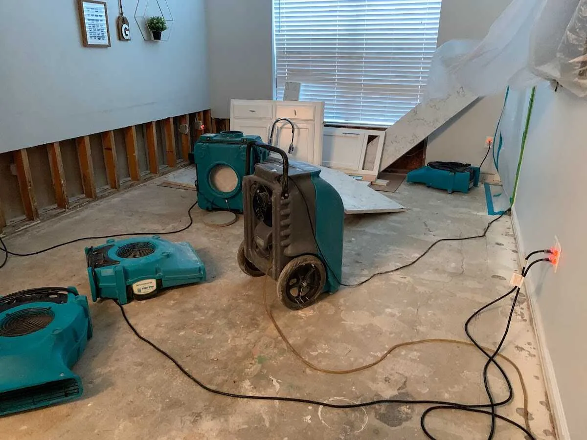 Dehumidifier in flood-cut room for Water Damage Restoration in Berkeley